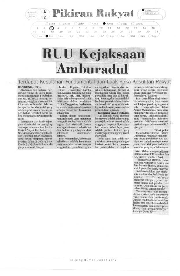 Pustaka Ilmiah Universitas Padjadjaran » Blog Archive » RUU Kejaksaan ...